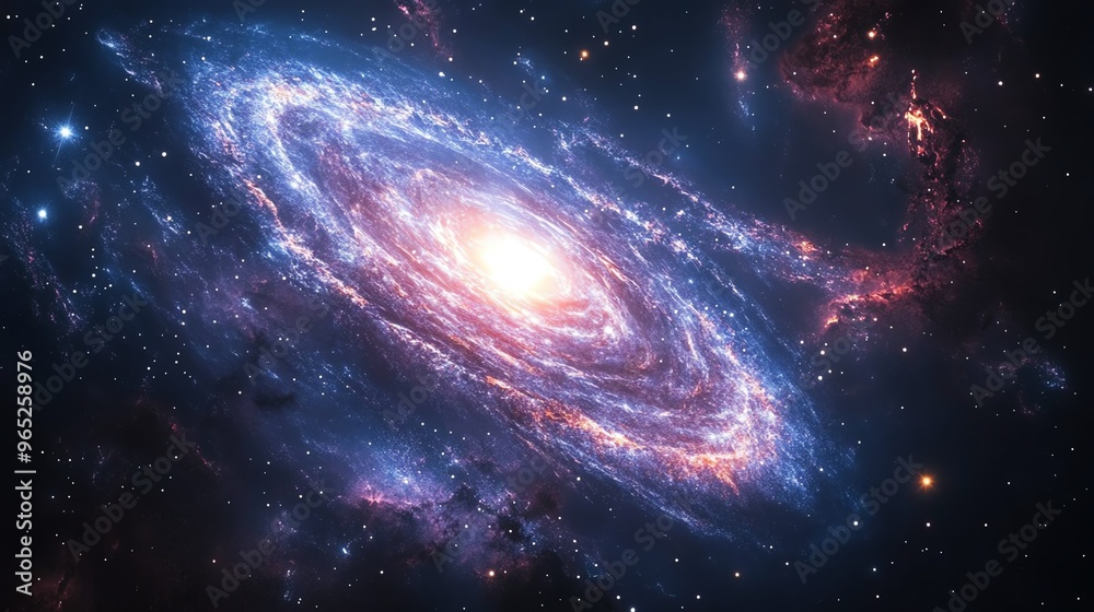Fototapeta premium Starburst galaxy with a dense core of newly formed stars, stars, cosmic creation