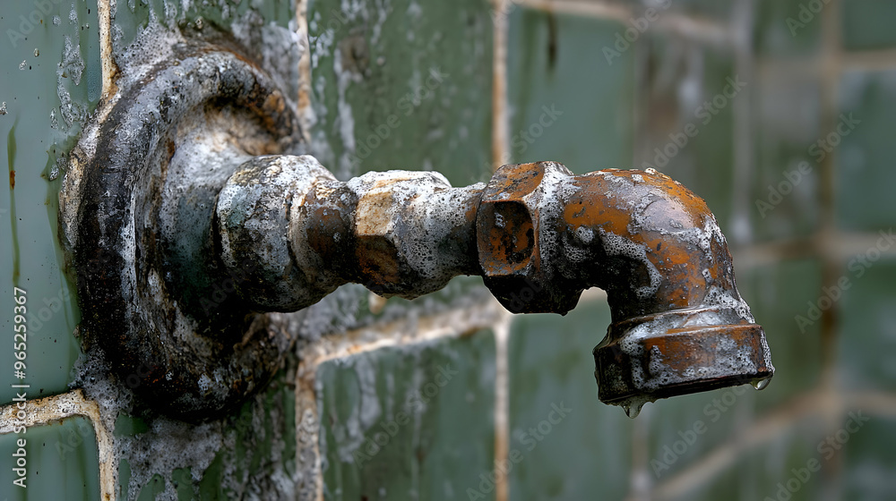 Rusty Water Faucet Dripping On Tile Wall Rusty Water Faucet Dripping On Tile Wall