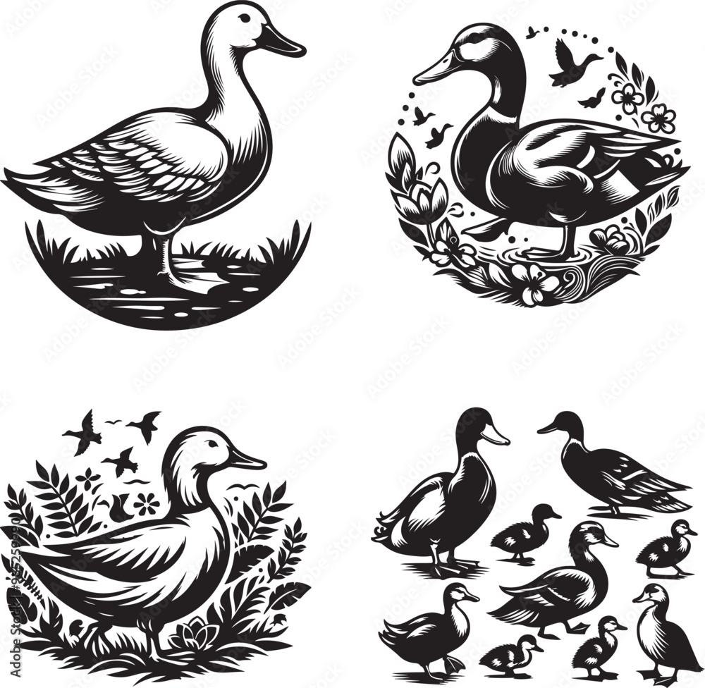 Fototapeta premium Duck silhouette shape vector design