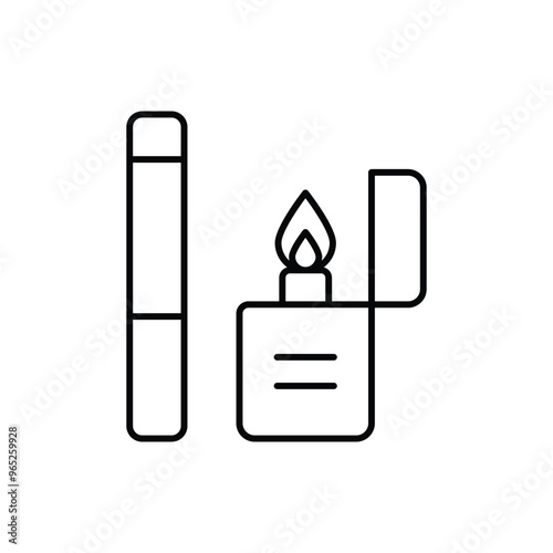 cigarettes line icon with white background vector stock illustration