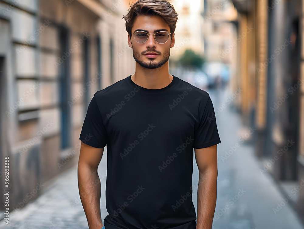 Handsome Man in Black T-Shirt Photo Handsome Man in Black T-Shirt Photo