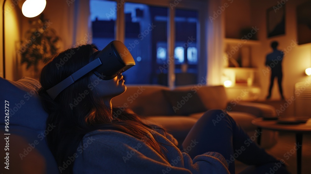 Woman Wearing VR Headset Woman Wearing VR Headset