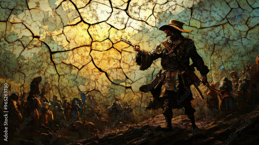 Fototapeta premium Soldier in Cracked World.