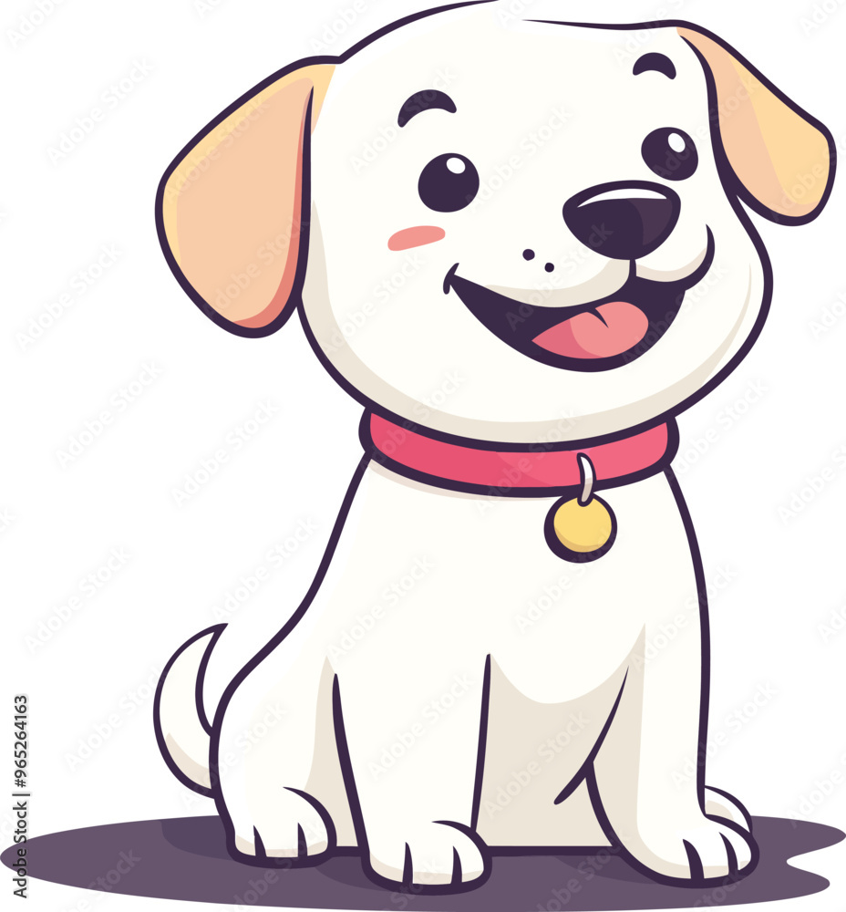 Fototapeta premium Cute dog illustration cartoon style pet happy smiling adorable funny puppy character baby animals