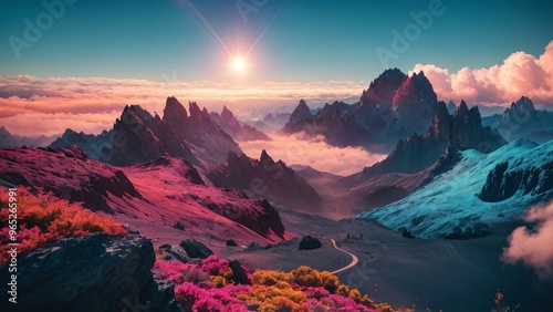 mountain, sky, landscape, sunset