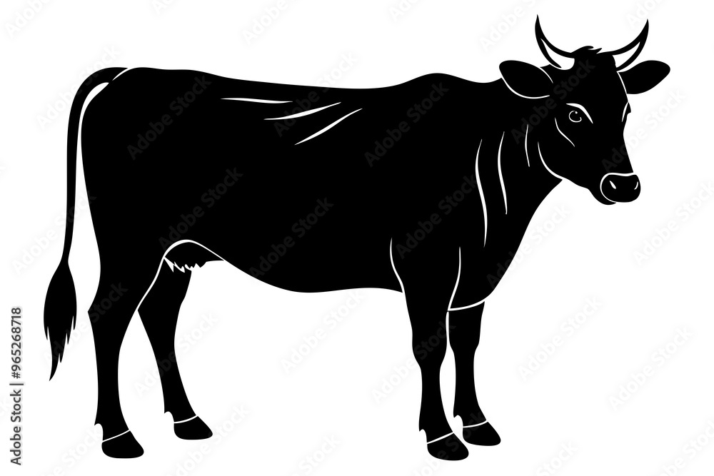 Fototapeta premium cow silhouette, cow vector illustration, bull, cow icon 