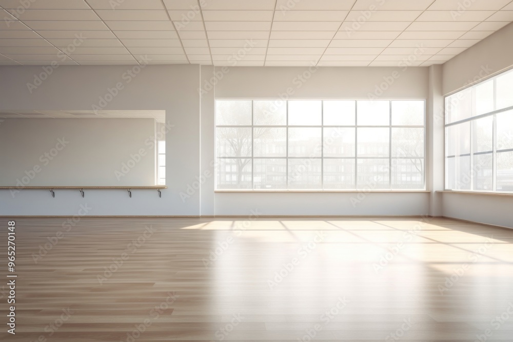 Fototapeta premium Dance classroom flooring window architecture.