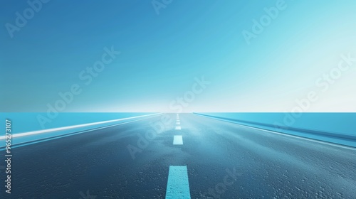 Endless Open Road Under Blue Sky - Journey and Exploration Concept photo