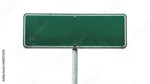 Empty blank green street road sign isolated on white background