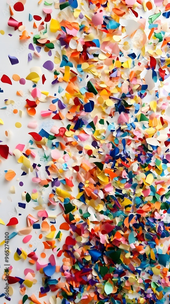 A Colorful Scattering of Paper Confetti on White Background A Colorful Scattering of Paper Confetti on White Background