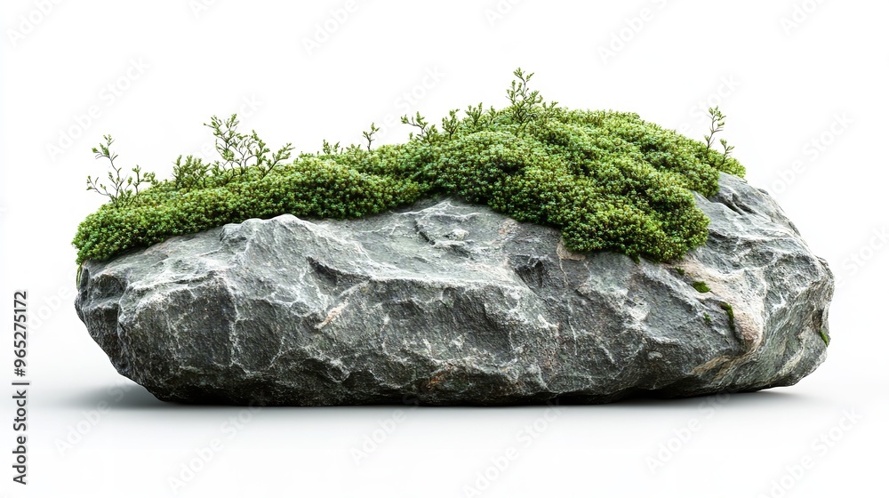 A natural rock formation with moss growing on its surface
