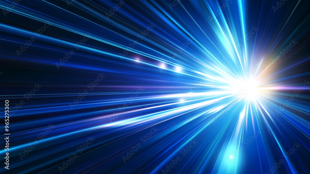 Abstract technology glowing futuristic blue light lines with speed motion blur effect on dark blue background. Abstract technology glowing futuristic blue light lines with speed motion blur effect on dark blue background.