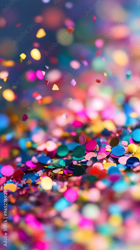 Naklejka premium Colorful Confetti Falling and Scattered on Surface