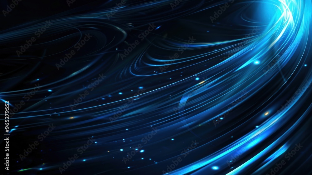 Obraz premium Abstract Blue Light Trails and Glowing Particles