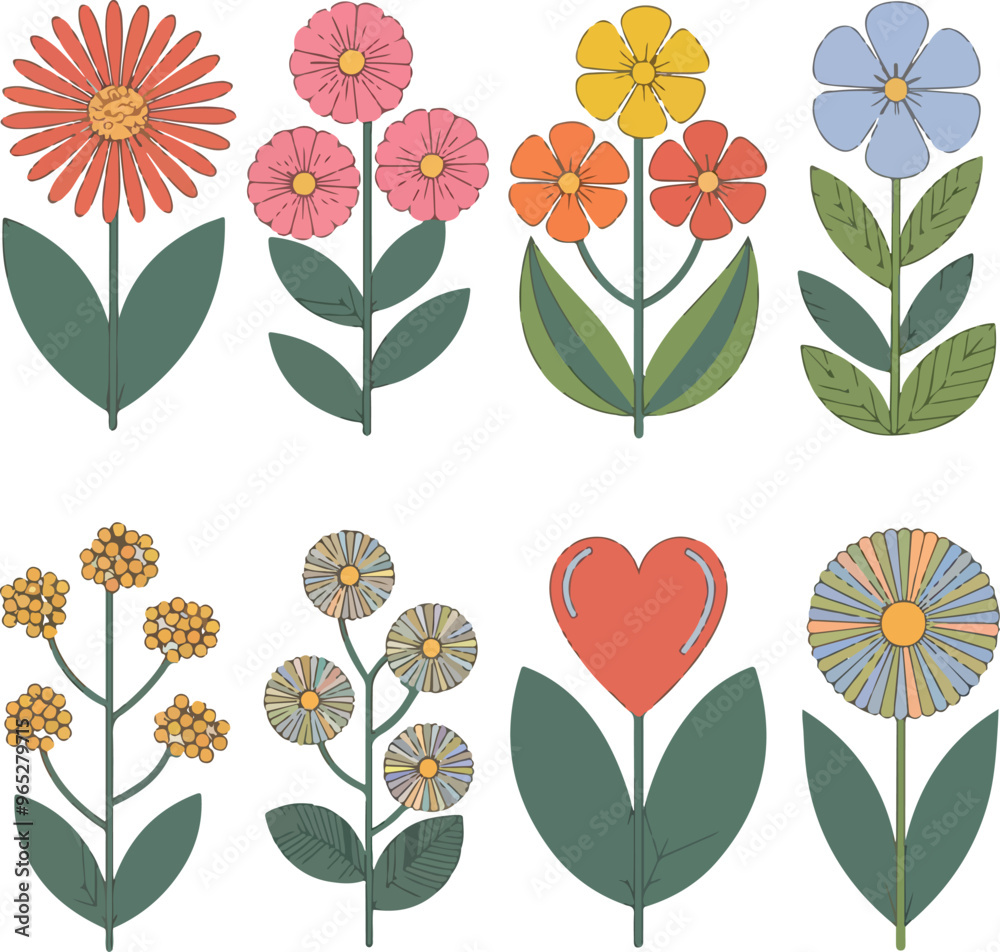 custom made wallpaper toronto digitalA Set of beautiful blooming flowers from the garden botanical Templet