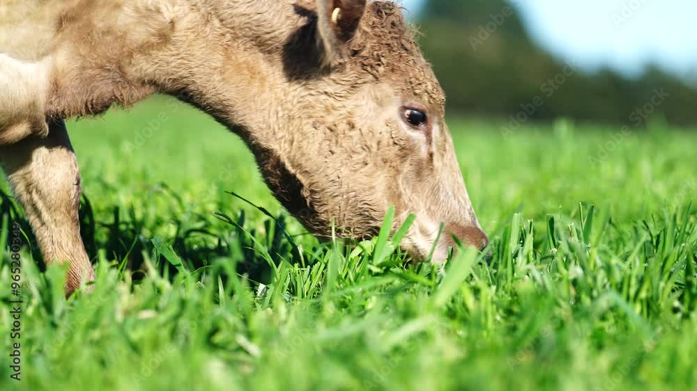 beautiful cattle in Australia eating grass, grazing on pasture. Herd of cows free range beef being regenerative raised on an agricultural farm. Sustainable farming beautiful cattle in Australia eating grass, grazing on pasture. Herd of cows free range beef being regenerative raised on an agricultural farm. Sustainable farming