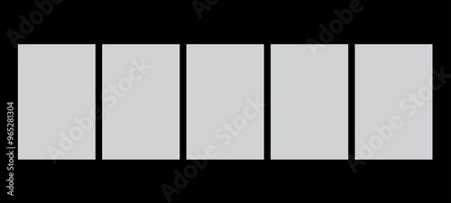 white crumpled and creased glued paper poster set isolated on black background. Glued poster mockup. Vector Illustration.