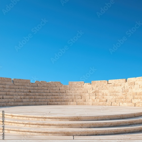 Ancient Greek Amphitheater with Shadows of Past Performances - with Copy Space and Selective Focus, Quality