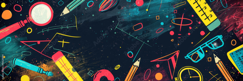 dynamic back to school background with a burst of colorful educational tools dynamic back to school background with a burst of colorful educational tools