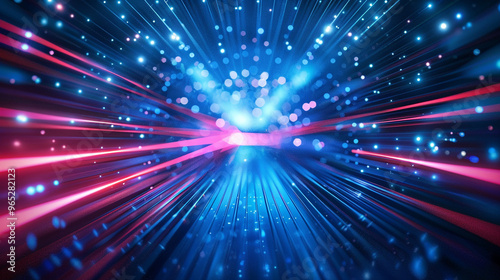 This neon light background features vibrant pink, yellow, and blue neon lines,