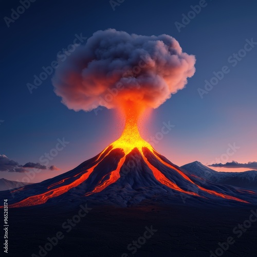 Prehistoric Landscape Transformation: Volcanic Eruption with Copy Space,