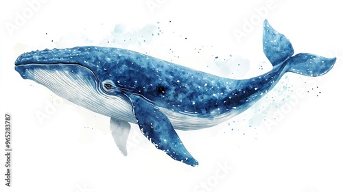 side view of big blue whale isolated on transparent background ,whale png ,generative ai photo