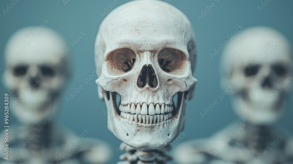 Fototapeta premium Ancient Power and Strength: Visualization of Detailed Skeletons with Copy Space for Text in 8K Resolution