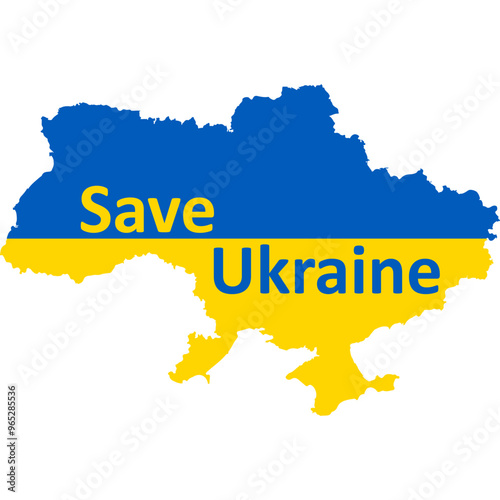 Save Ukraine Sign. Ukrainian Map, Flag of Ukraine. Vector Illustration