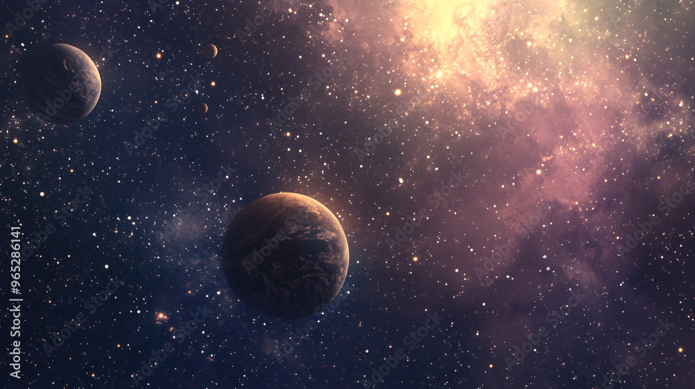 planet in Extrasolar Outer space digital background. planet in Extrasolar Outer space digital background.