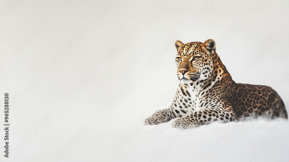 Fototapeta premium A Leopard Resting in the Snow