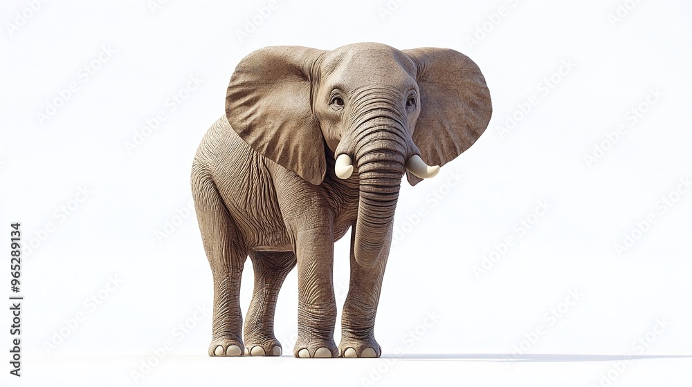 Fototapeta premium Majestic elephant displaying grace while standing against a pristine white background
