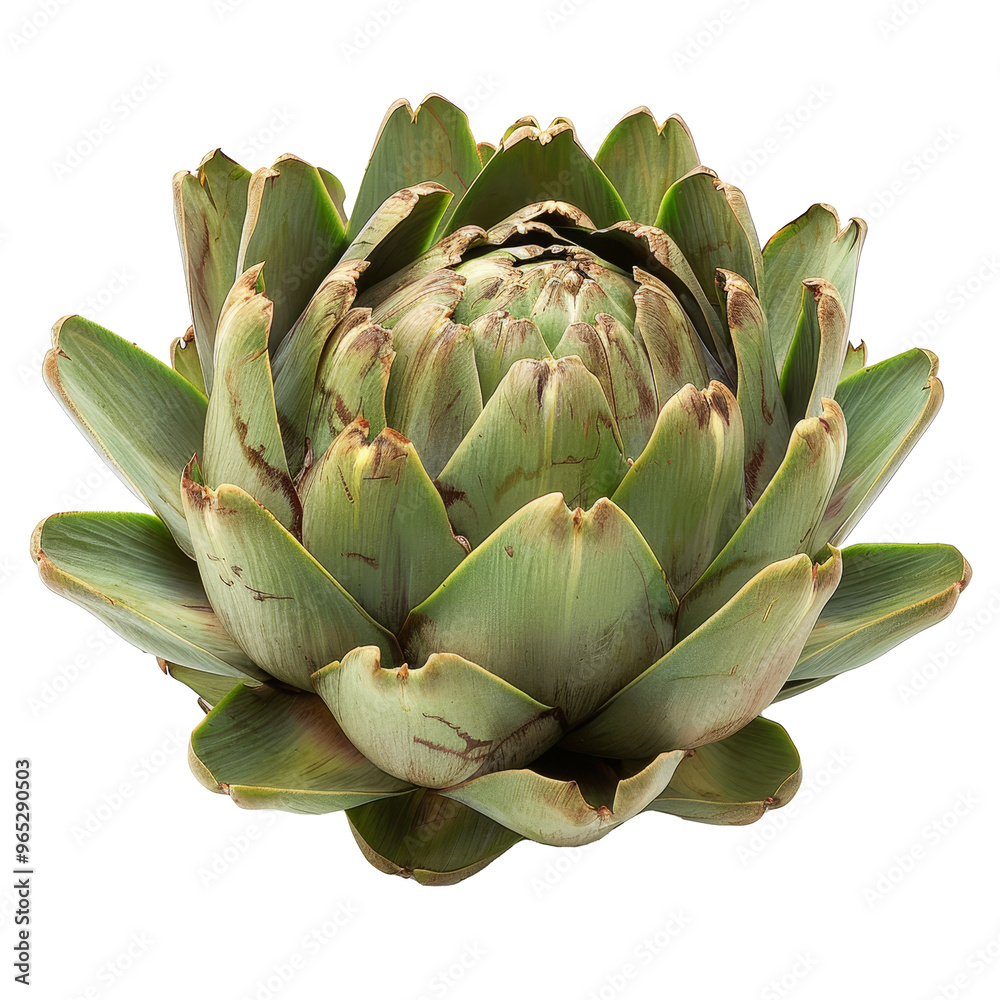 Fresh artichoke surrounded by green leaves on a transparent background during a bright afternoon Fresh artichoke surrounded by green leaves on a transparent background during a bright afternoon