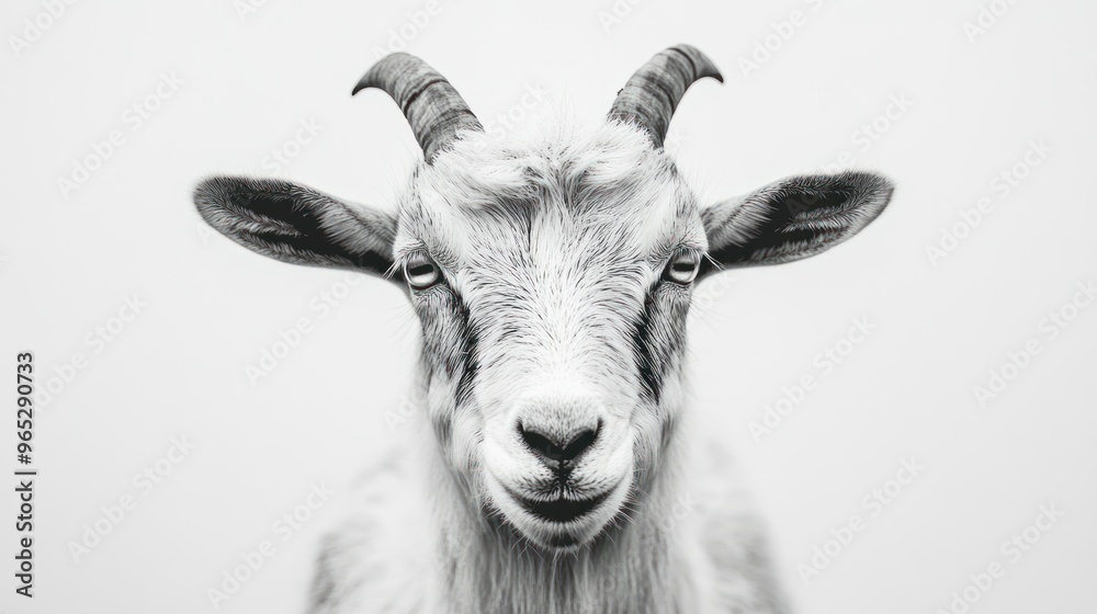 Black and White Portrait of a Goat's Face Black and White Portrait of a Goat's Face