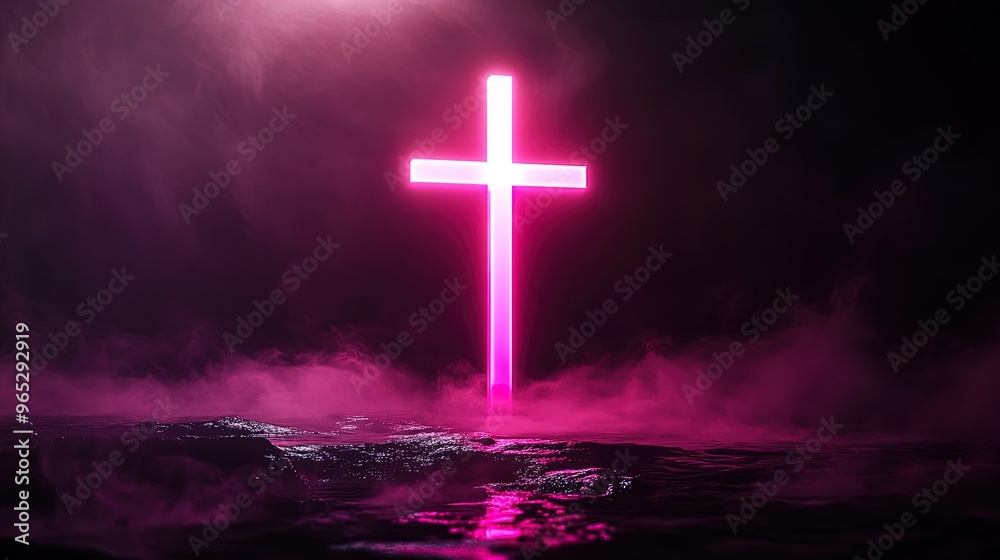 Stunning Neon Pink Cross: A Striking Poster for Modern Sports Interiors, Illuminated by Soft Gradients Against a Mysterious Dark Background Stunning Neon Pink Cross: A Striking Poster for Modern Sports Interiors, Illuminated by Soft Gradients Against a Mysterious Dark Background