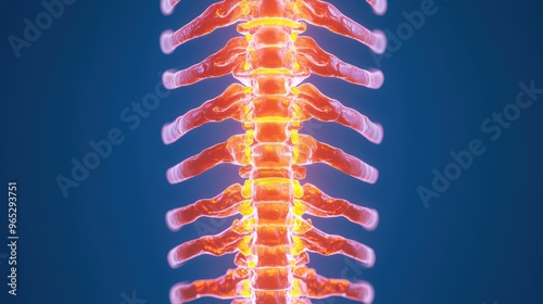 Detailed Scoliosis Spinal Curvature Medical Illustration with Copy Space for Text in 8K High Detail Resolution photo