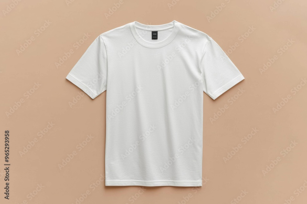 Simple Tshirt Flatlay mockup in beige background created with generative AI Simple Tshirt Flatlay mockup in beige background created with generative AI