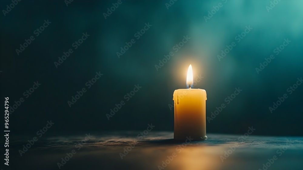 Flickering Candle Illuminating Dim Room Symbol of Fragile Hope in Overwhelming Grief Flickering Candle Illuminating Dim Room Symbol of Fragile Hope in Overwhelming Grief
