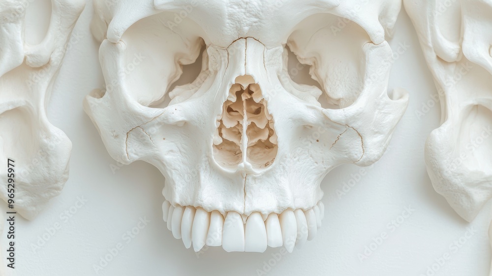 Naklejka premium Detailed Skeletal Model of Human Pelvis for Scientific Reference with Copy Space in 8K High Detail Resolution