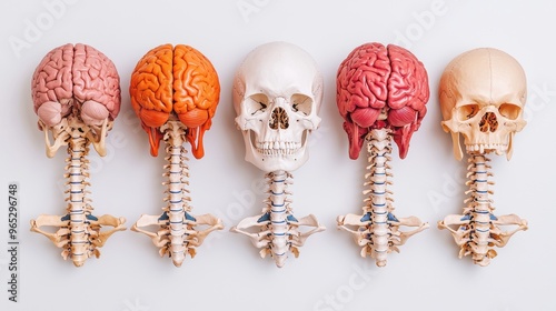 Diverse Human Skeletal Variations Anatomical Illustration with Copy Space in 8K High Detail Resolution photo