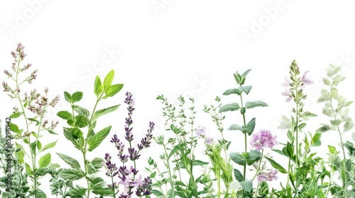 Wallpaper Mural A Delicate Arrangement of Lavender, Mint, and Other Herbs Against a White Background Torontodigital.ca