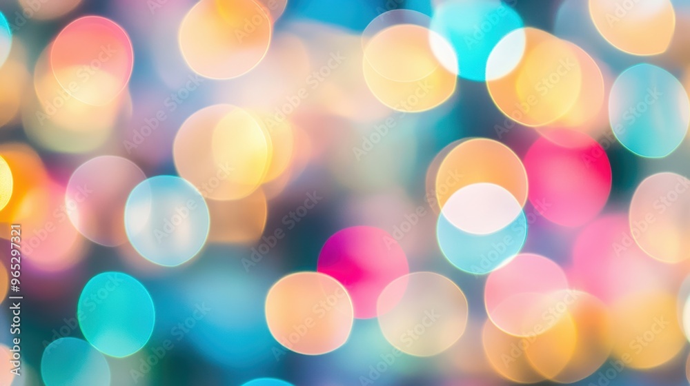 Fototapeta premium A vibrant display of colorful bokeh lights fills the background, creating a lively and enchanting ambiance perfect for celebrations