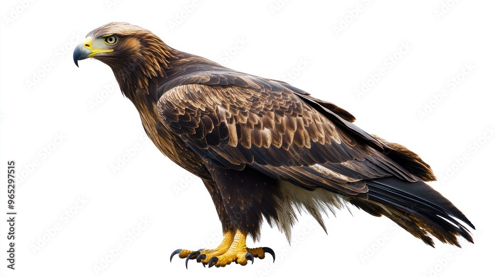 A Golden Eagle Perched With Its Wings Folded A Golden Eagle Perched With Its Wings Folded