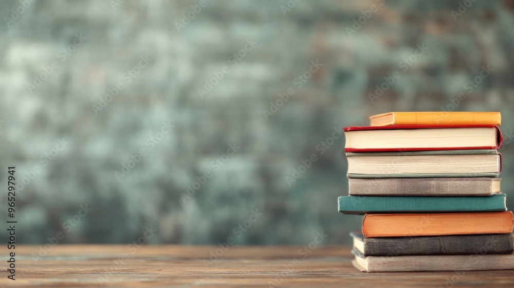 A laptop rests on a wooden desk beside a neatly stacked pile of books, perfect for studying or casual reading in a serene setting A laptop rests on a wooden desk beside a neatly stacked pile of books, perfect for studying or casual reading in a serene setting