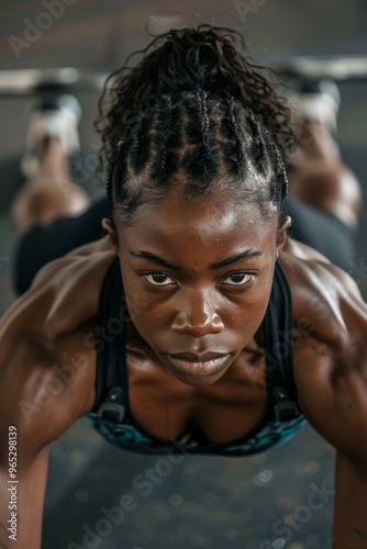 Determined athlete focusing during an intense workout