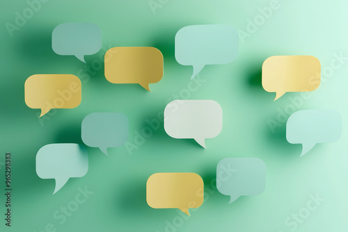 A collection of floating speech bubbles, indicating communication and conversation