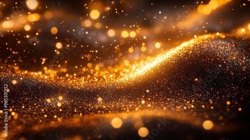 Golden Glitter Abstract Background with Bokeh Lights