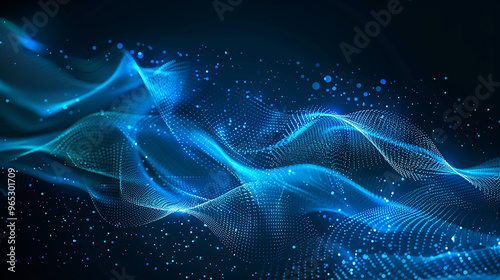 Elegant blue neon waves illustration, providing a calm and futuristic digital backdrop perfect for sophisticated digital designs