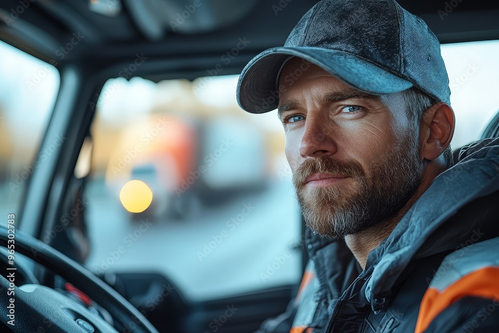 Truck Driver Portrait In Cab Truck Driver Portrait In Cab