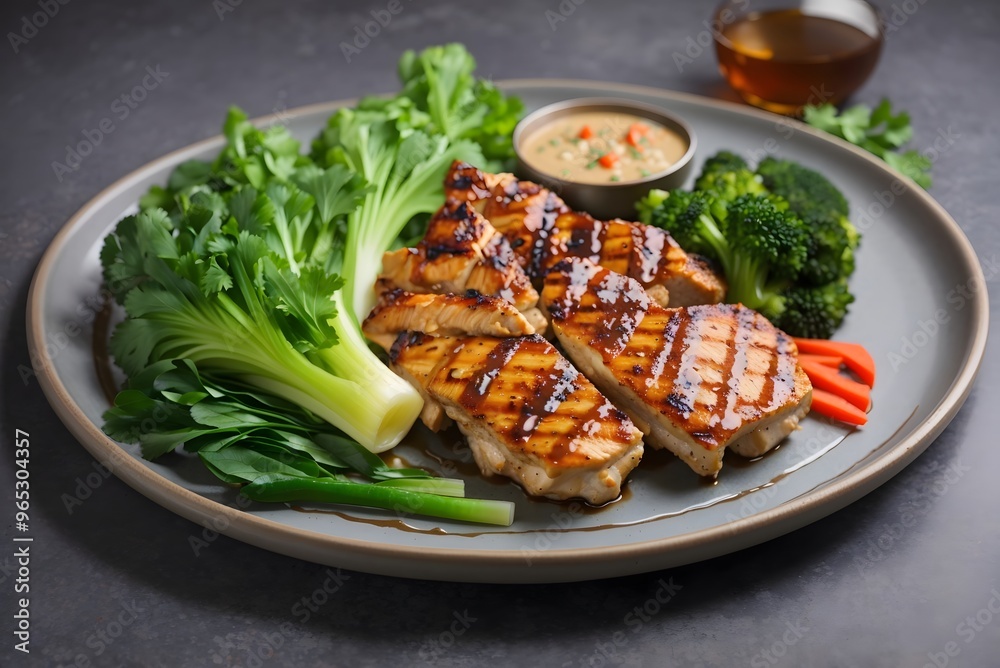 Fresh vegetable salad with grilled chicken breast Fresh vegetable salad with grilled chicken breast