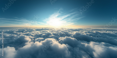 above the clouds panoramic view in the sky